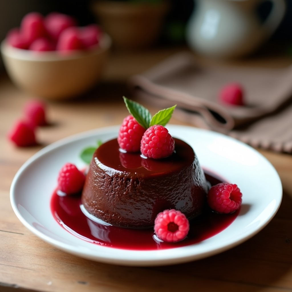 Pudín de Ch Roca con Salsa de Frambuesas: Postre Francés Sin Azúcar y Sin Horno