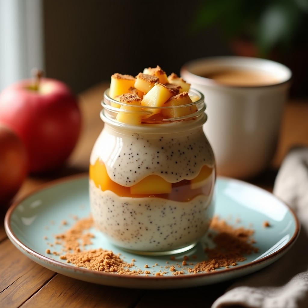 Pudín de Chía con Leche de Avena y Compota de Manzana: Postre Overnight Sin Azúcar