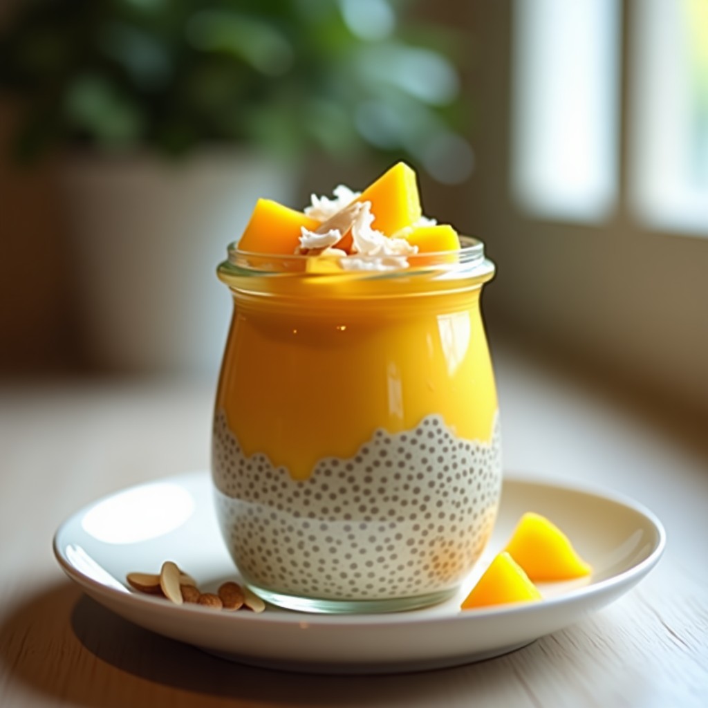 Pudín de Chía con Mango y Cúrcuma: Desayuno Vegano Antiinflamatorio en Frasco