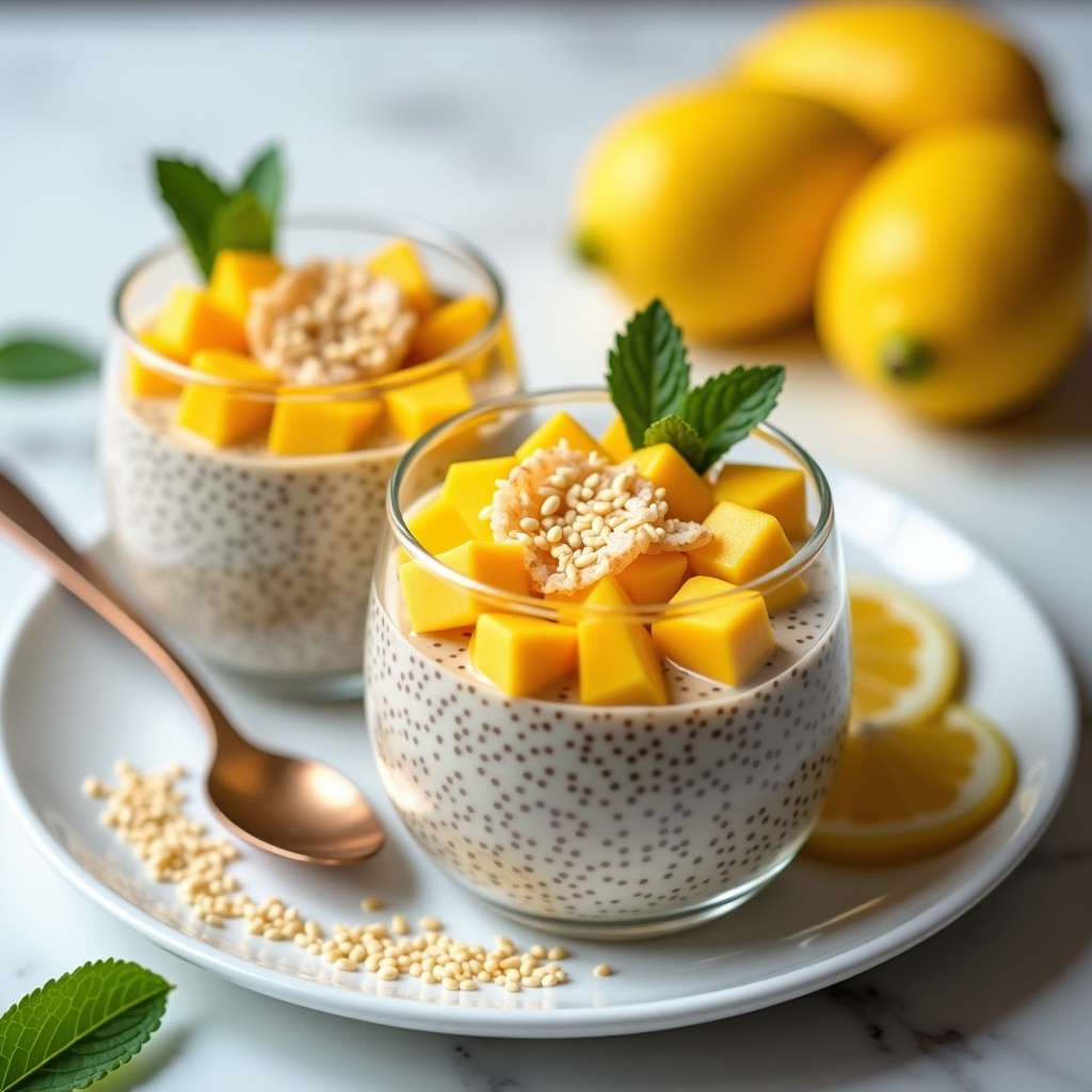 Pudín de Chía con Mango y Jengibre: Desayuno Tropical Sin Lácteos