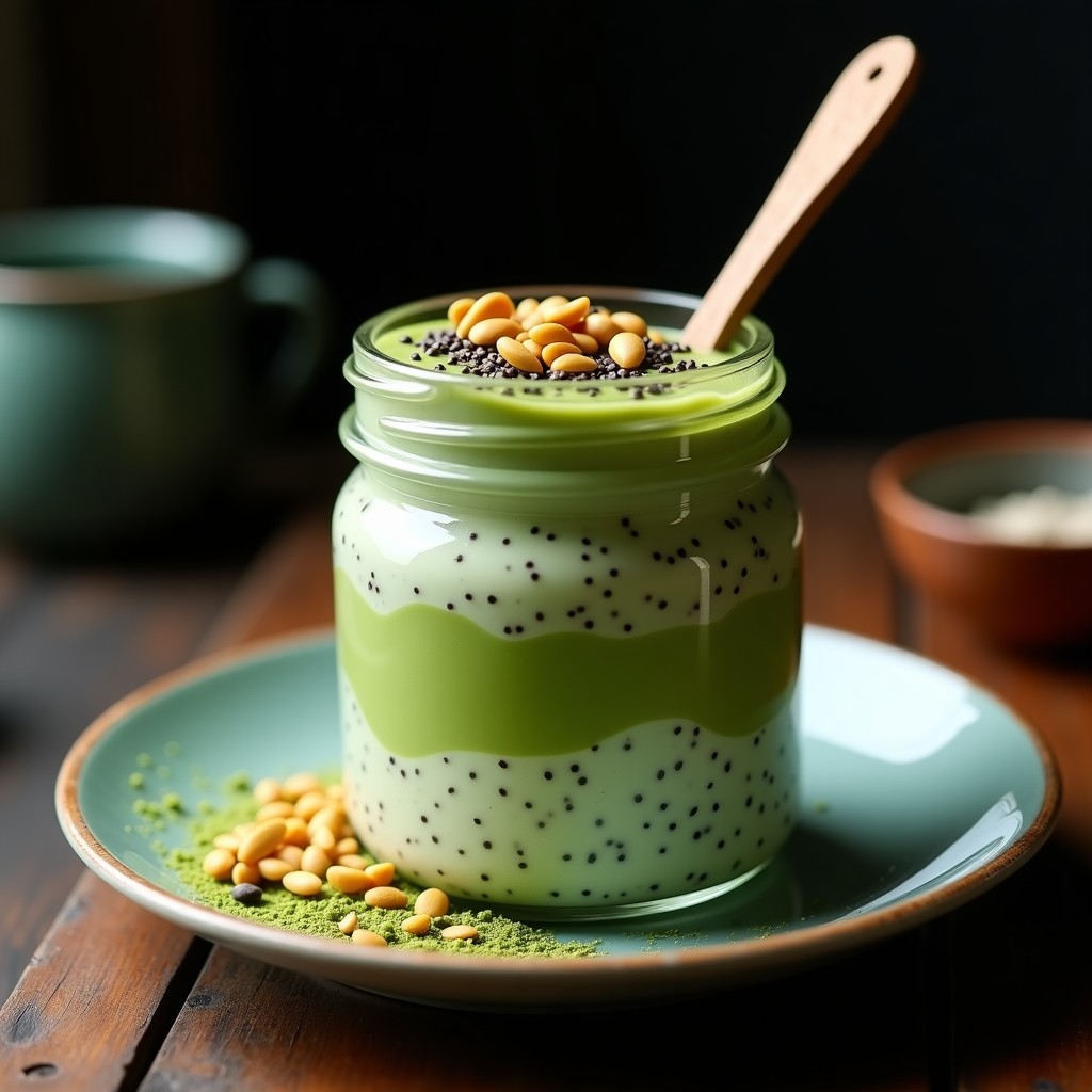 Pudín de Chía con Leche de Matcha y Semillas de Loto: Desayuno Chino Antioxidante en 5 Minutos