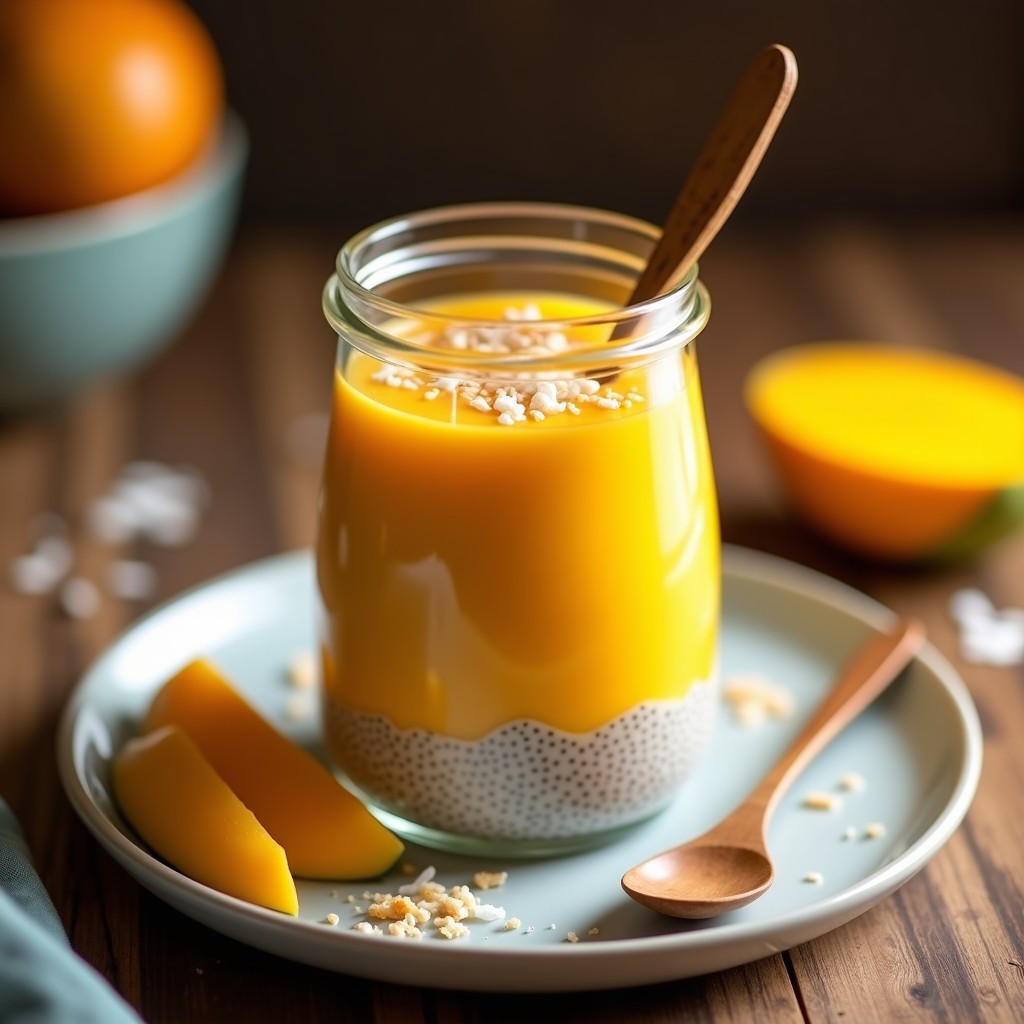 Pudín de Chía con Puré de Mango y Cúrcuma: Postre Vegano Sin Horno con Beneficios Antiinflamatorios