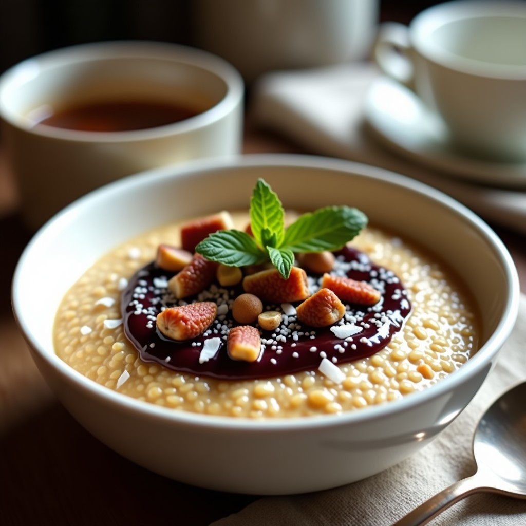 Pudín de Quinoa y Leche de Avena con Compota de Higos: Desayuno Vegano Sin Gluten