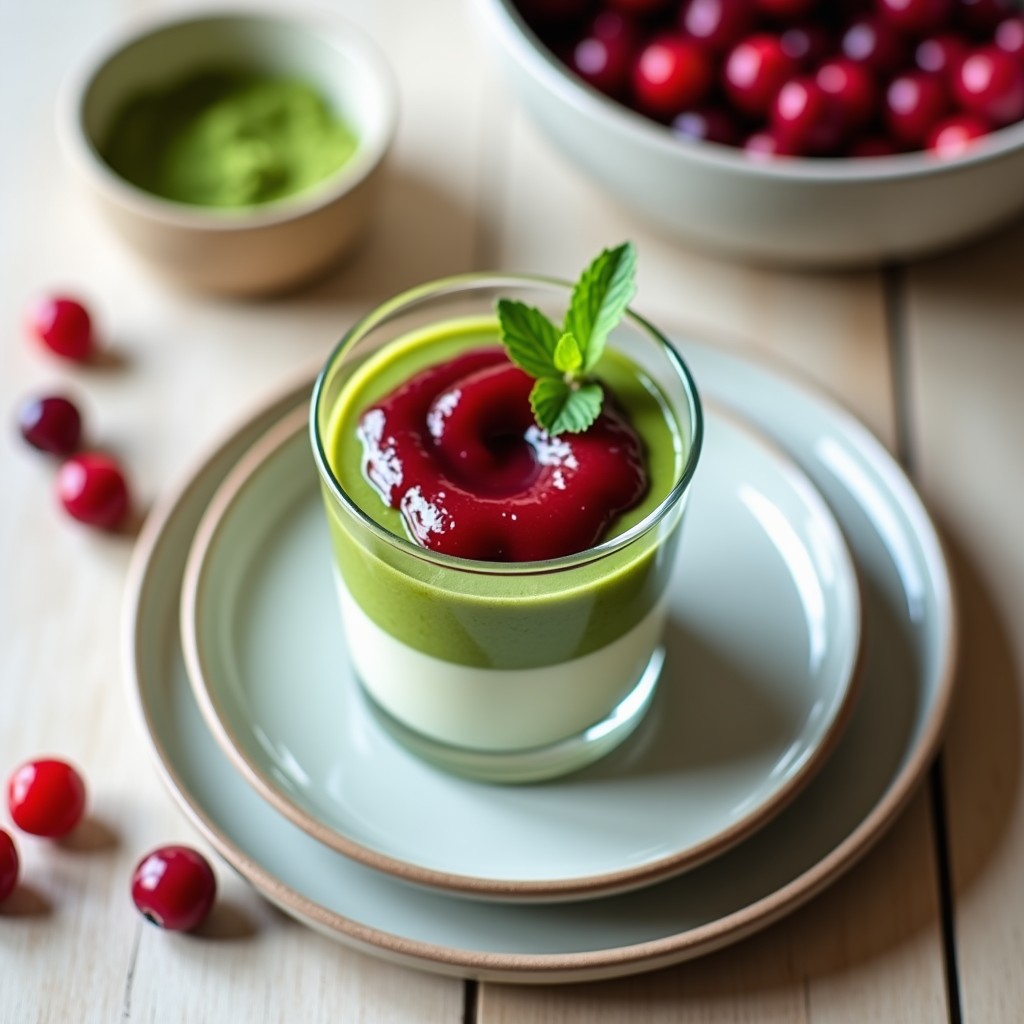 Pudín de Quinoa y Matcha con Compota de Arándanos: Postre Sin Gluten y Sin Azúcar en Thermomix