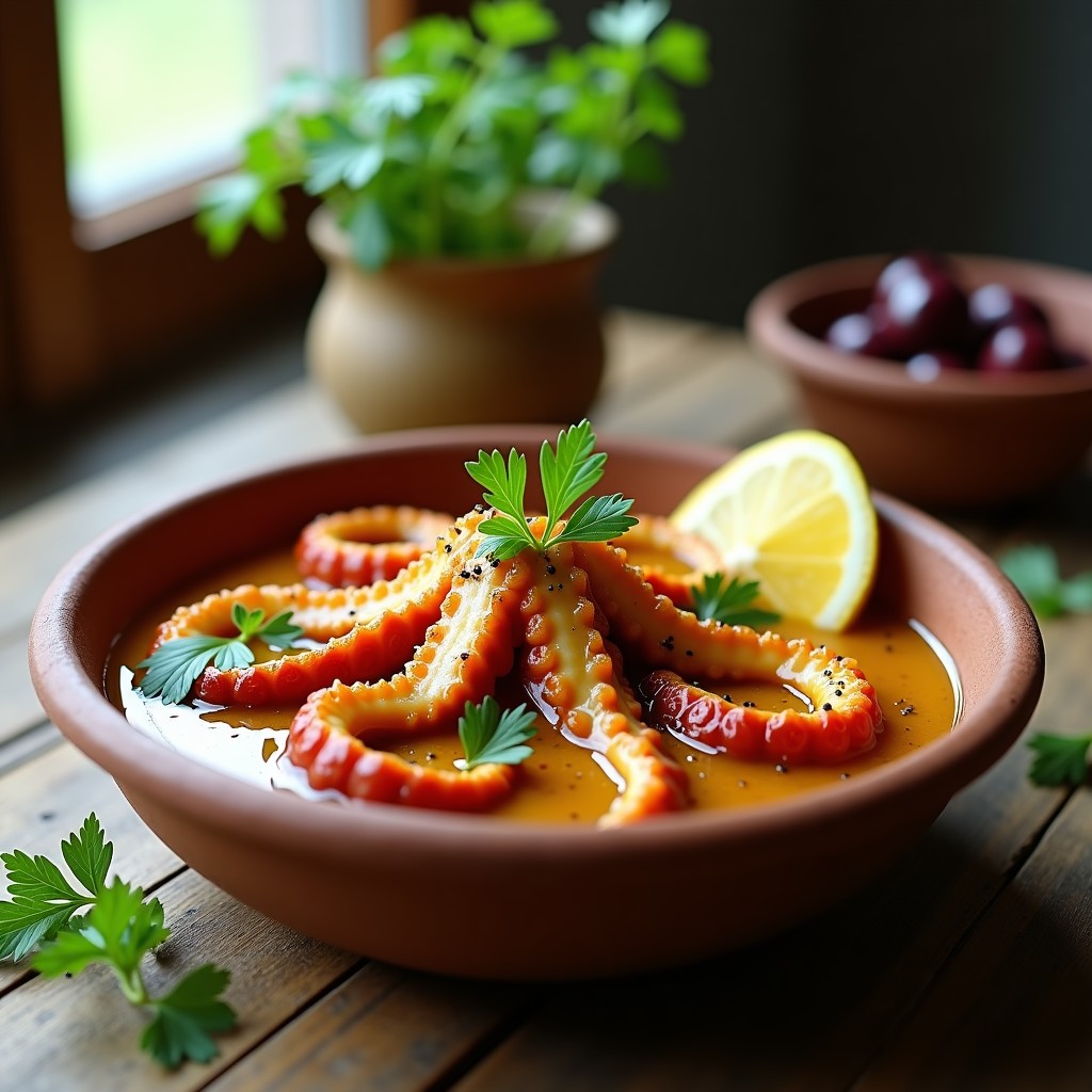 Pulpo en Escabeche de Cúrcuma y Vinagre de Manzana: Receta en Olla Lenta con Toque Ácido