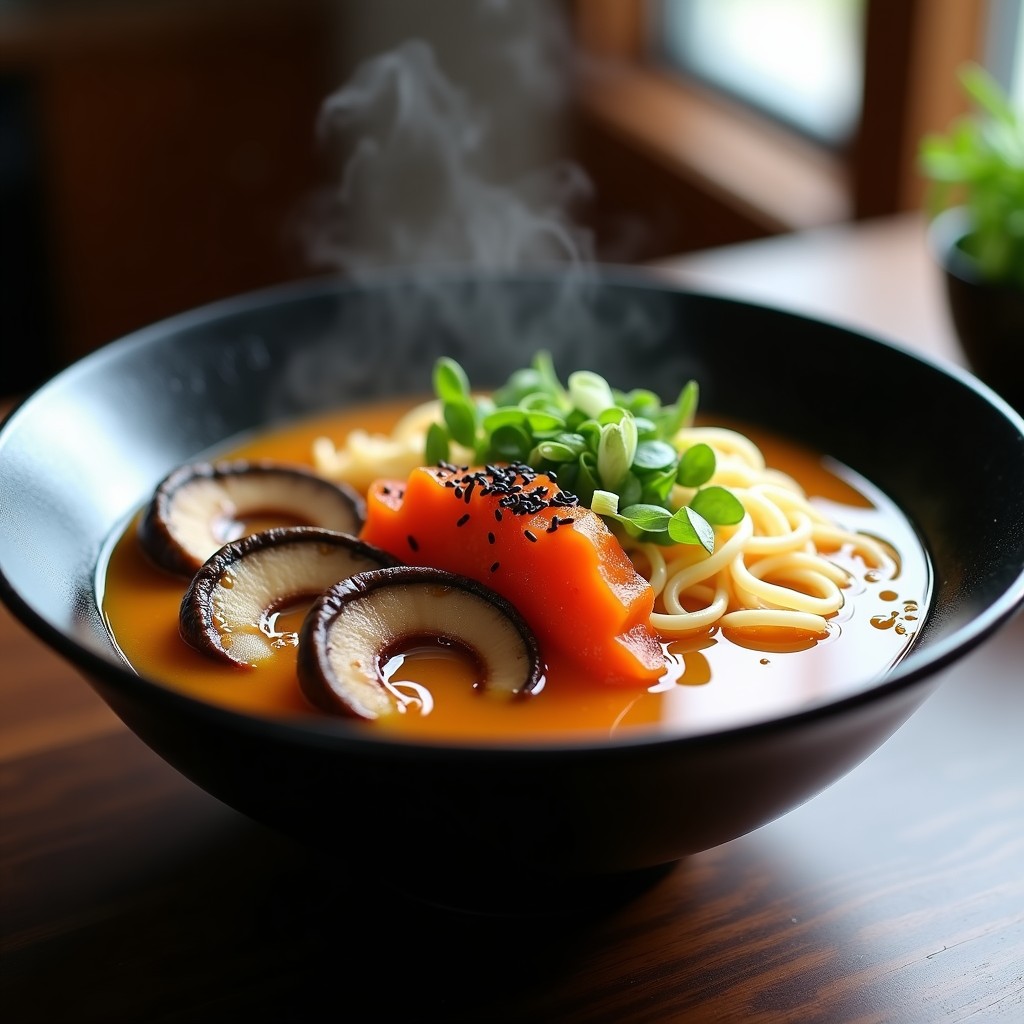 Ramen Vegano de Champiñones y Kimchi: Receta en Olla Exprés con Caldo Umami en 20 Minutos