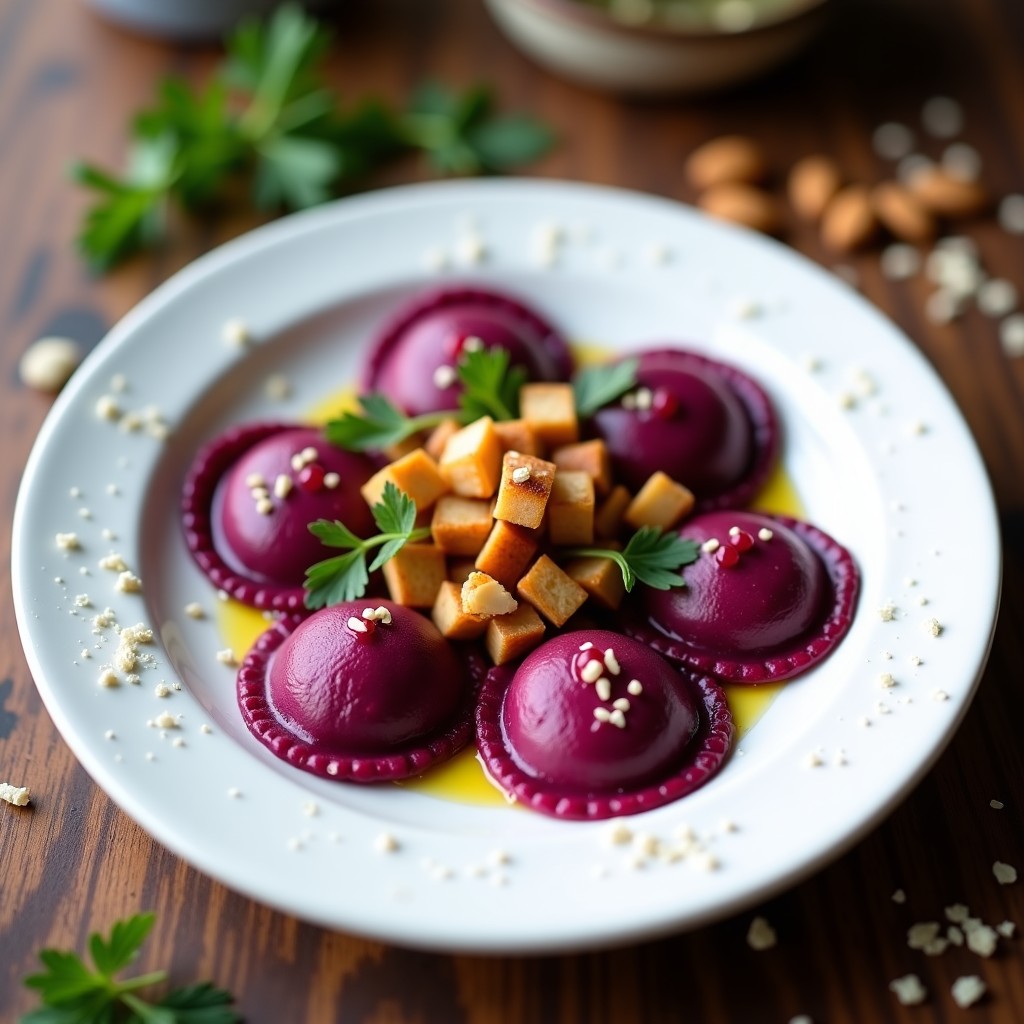 Raviolis de Remolacha y Ricotta de Almendras: Receta Italiana Vegana en Thermomix