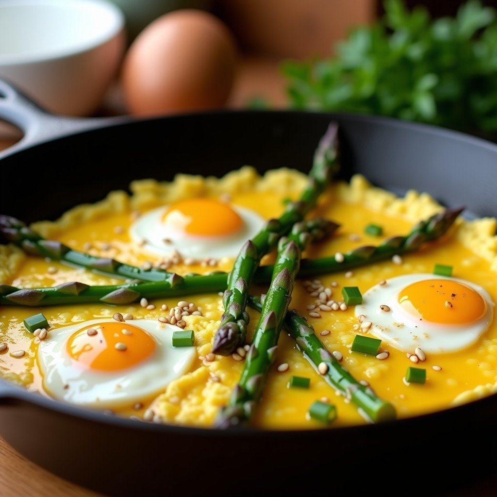 Revuelto de Espárragos Trigueros y Huevos de Codorniz: Receta Alta en Hierro en 10 Minutos