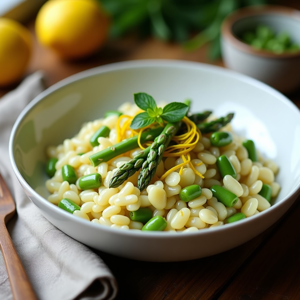 Risotto de Espárragos Verdes y Limón: Receta Italiana Vegana con Toque Primaveral