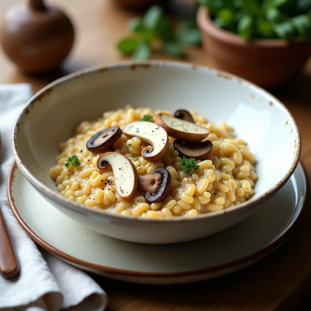 Risotto de Espelta con Champiñones Silvestres y Trufa Blanca: Receta Sin Lácteos en Thermomix