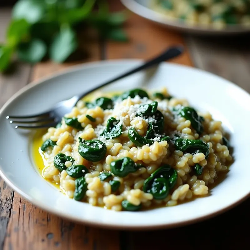 Risotto de Espinacas y Ajo Negro: Receta Cremosa en Airfryer Sin Aceite