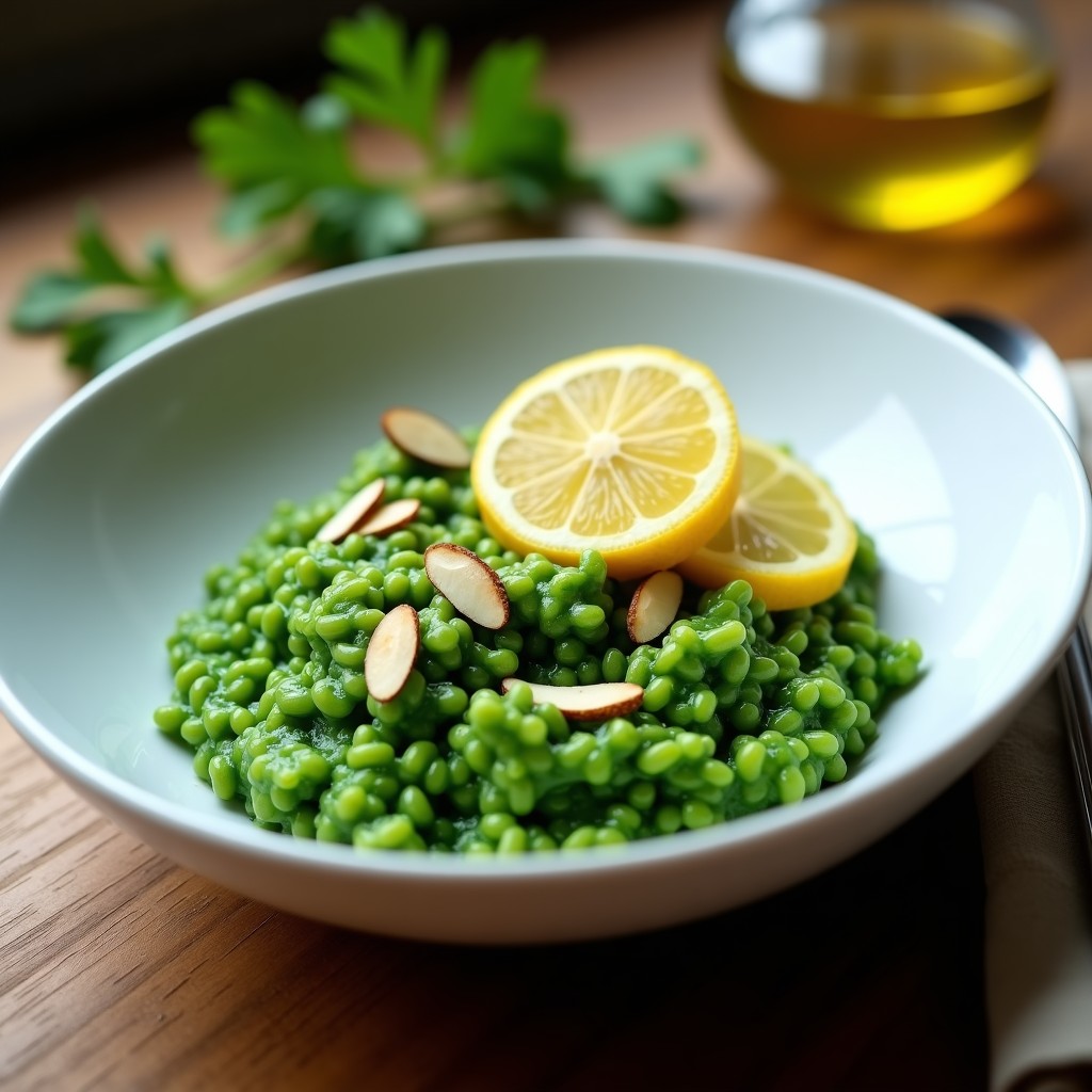 Risotto de Espirulina y Limón Confitado: Receta Vegana en Thermomix y Superdetox