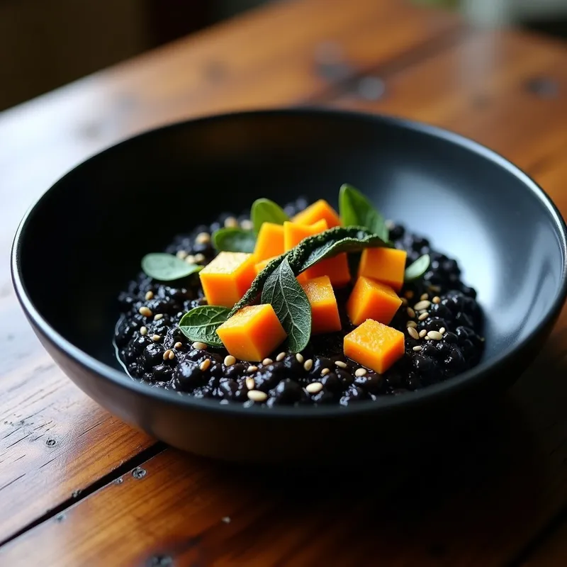 Risotto Negro con Calabaza y Algas Nori: Receta Gourmet en 30 Minutos con Toque Umami