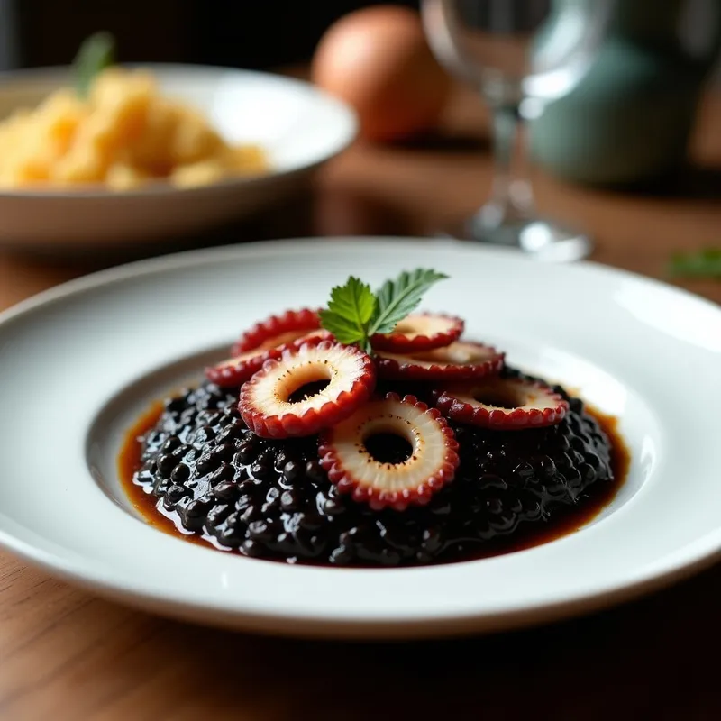 Risotto Negro con Pulpo Ahumado: Receta Gourmet en 30 Minutos con Toque Mediterráneo
