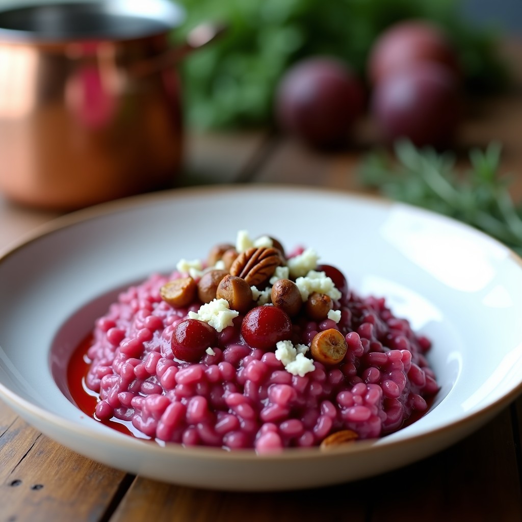 Risotto de Remolacha y Queso Azul: Receta Italo-Francesa Creamosa en Olla Express