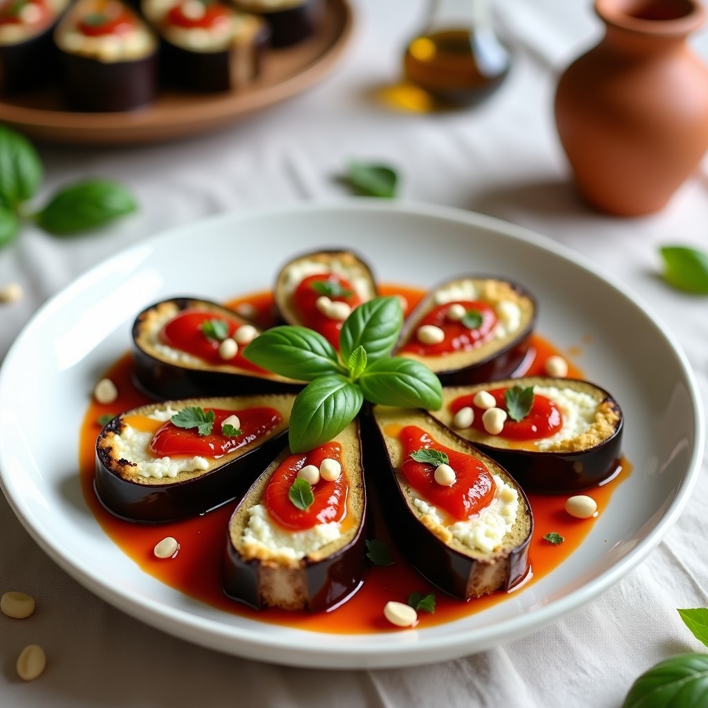 Rollitos de Berenjena con Mermelada de Tomate y Queso de Cabra: Receta Griega en 25 Minutos