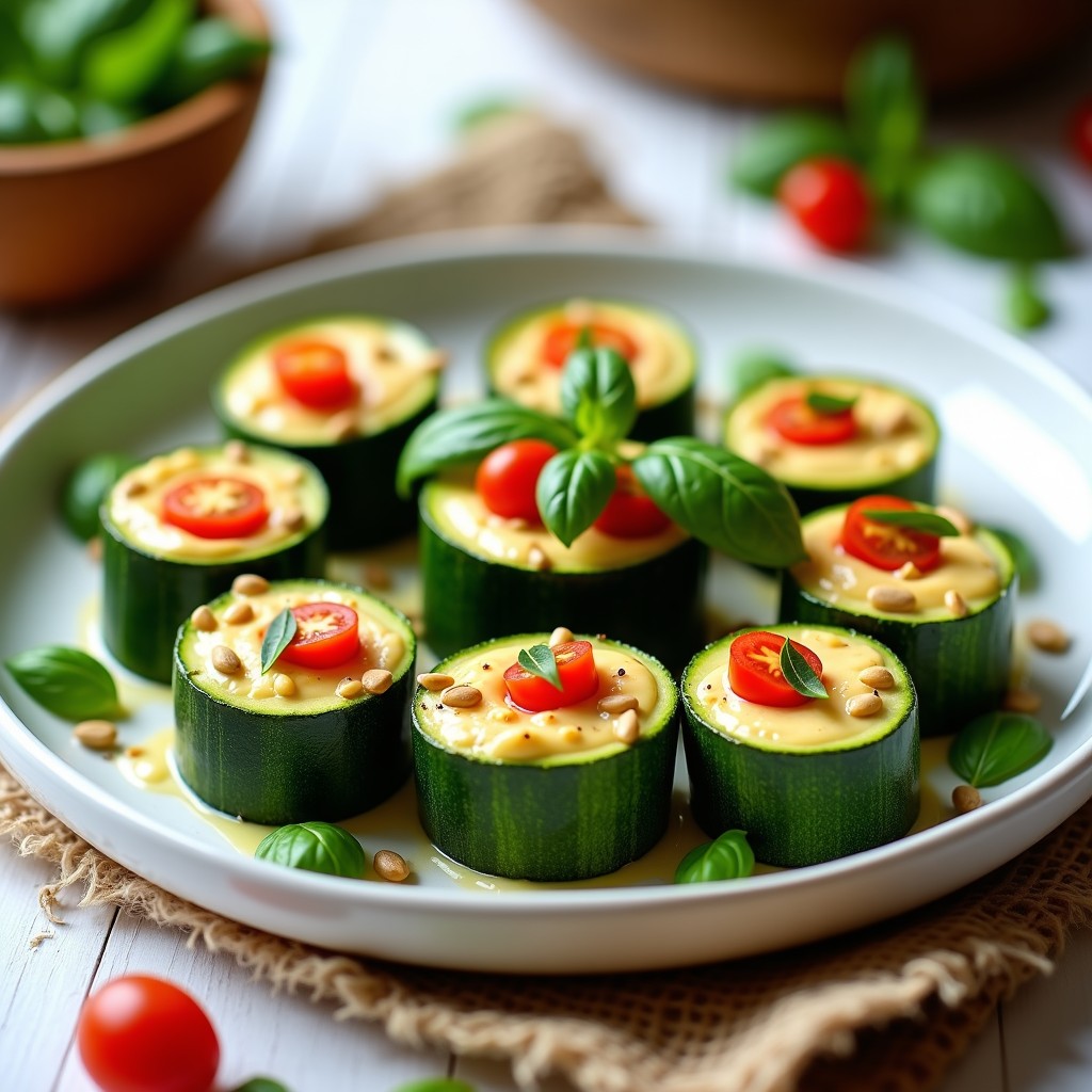 Rollitos de Calabacín Rellenos de Queso de Cashew y Hierbas Provenzales: Receta Crudivegana Sin Cocción