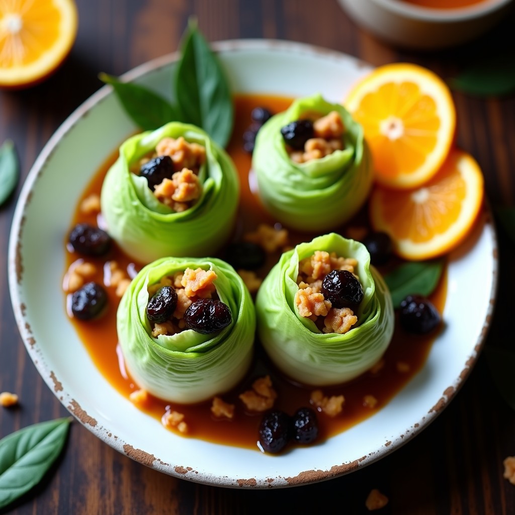 Rollitos de Col Rellena con Picadillo de Jackfruit y Ciruelas Pasas: Receta Vegana de Inspiración Cubana