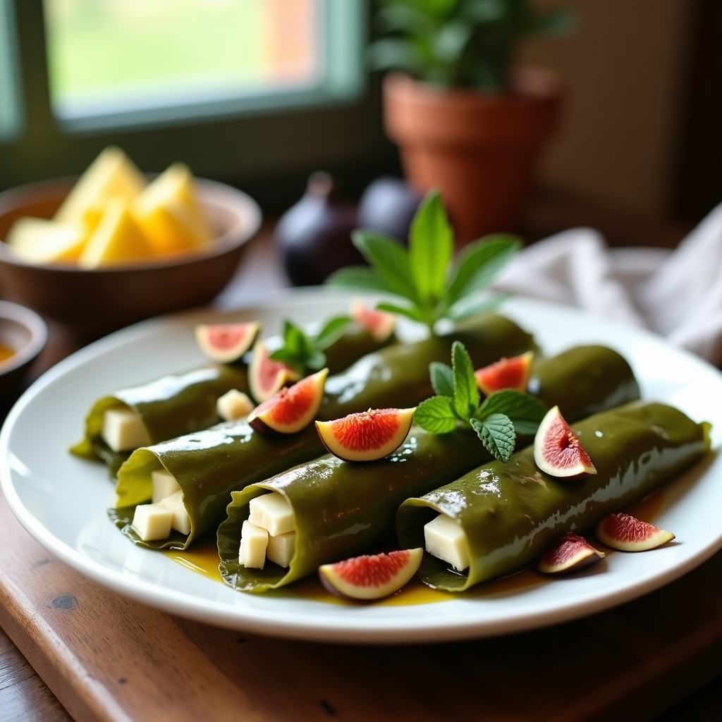 Rollitos de Hoja de Parra con Queso de Oveja y Higos: Receta Griega Tradicional en 20 Minutos