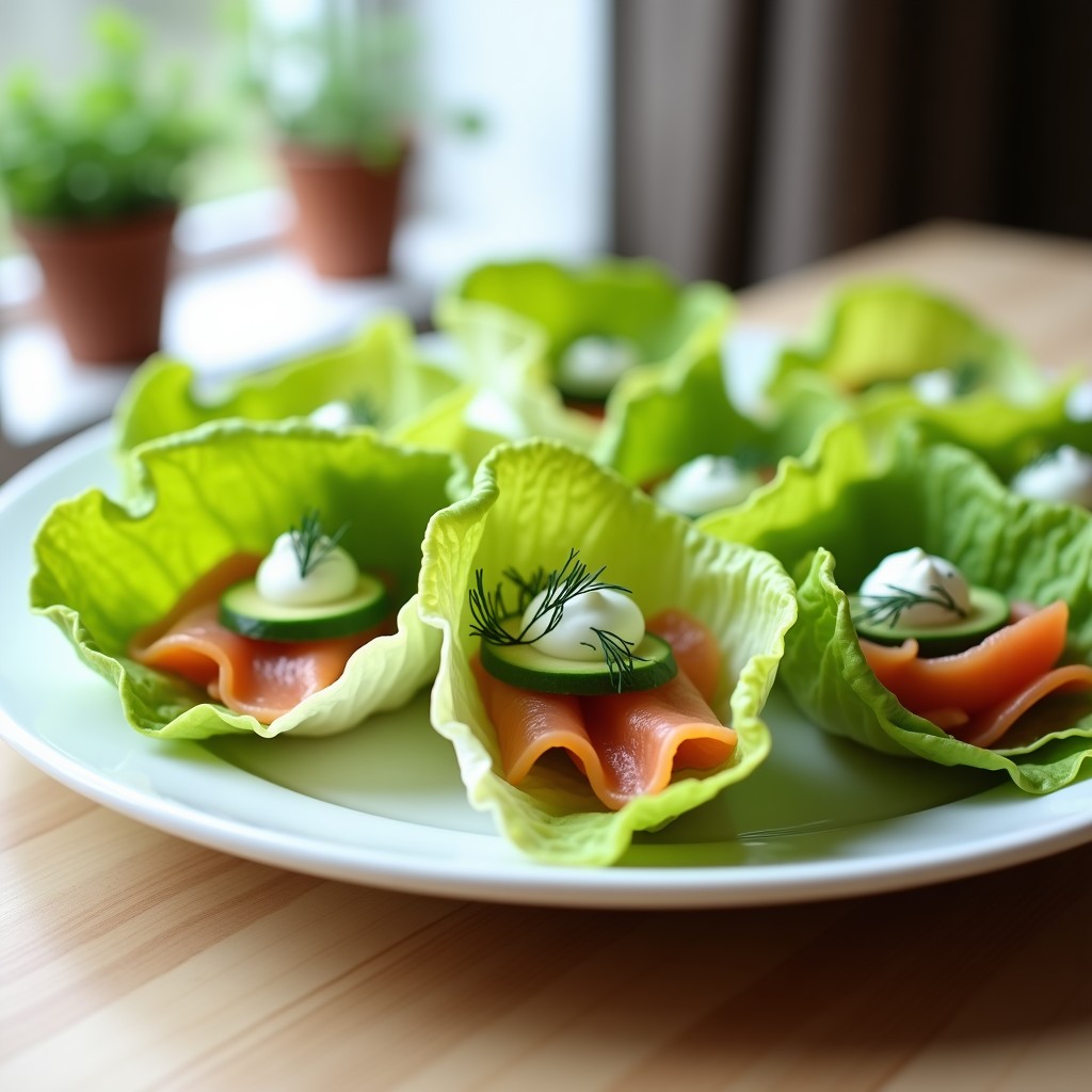 Rollitos de Lechuga con Salmón Ahumado, Aguacate y Eneldo: Receta Escandinava Baja en Carbohidratos