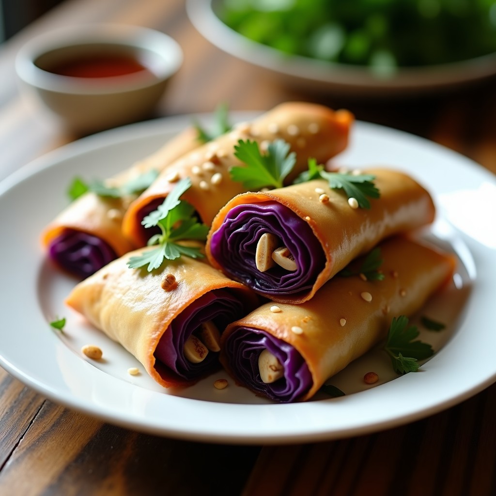Rollitos de Primavera de Repollo Morado y Champiñones: Receta China en Airfryer