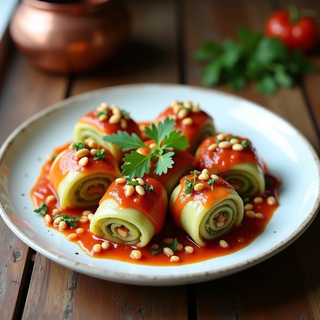 Rollitos de Repollo Rellenos de Arroz Basmati y Pasas: Receta Turca Vegana en Olla Lenta
