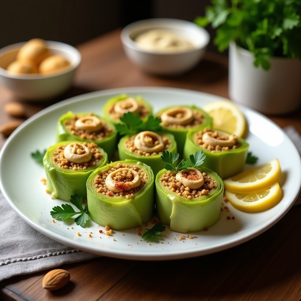 Rollitos de Repollo Rellenos de Falafel y Hummus: Receta en Airfryer Sin Harina
