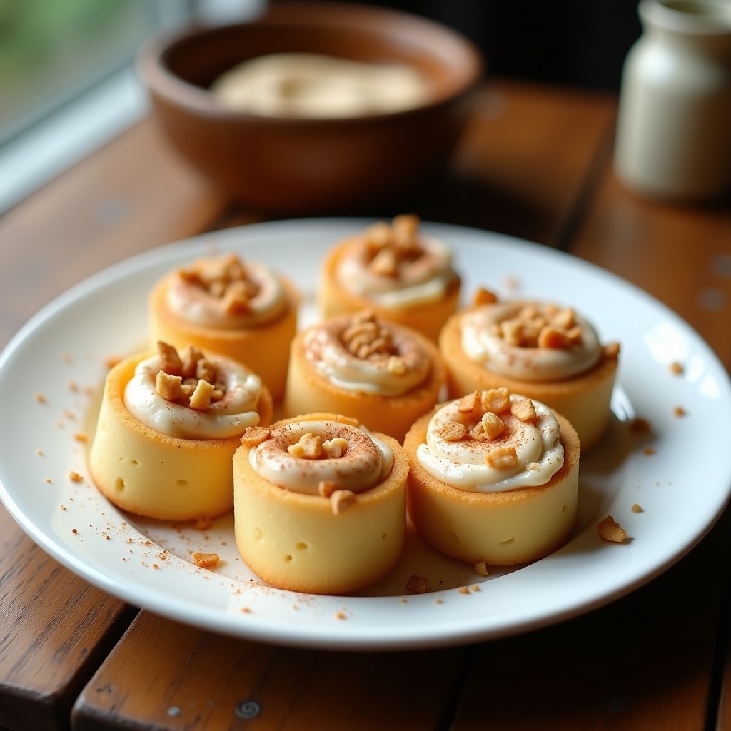 Rollitos de Serafinas con Relleno de Canela y Queso Crema Vegano: Postre Colombiano Sin Horno
