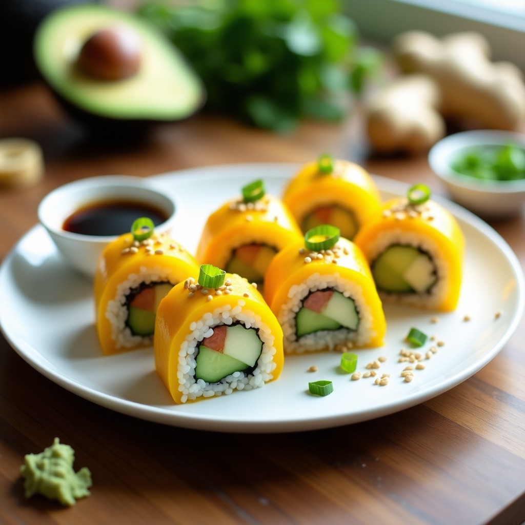 Rollitos de Sushi de Mango y Pepino con Arroz de Coliflor: Receta Low Carb y Vegana