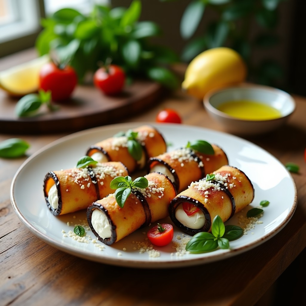 Rollos de Berenjena y Ricotta: Receta en Airfryer Sin Aceite y Baja en Calorías