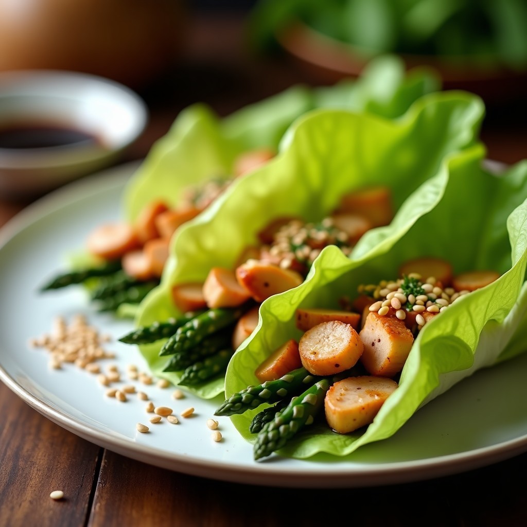 Rollos de Lechuza con Relleno de Pollo y Espárragos: Receta China Tradicional en Airfryer