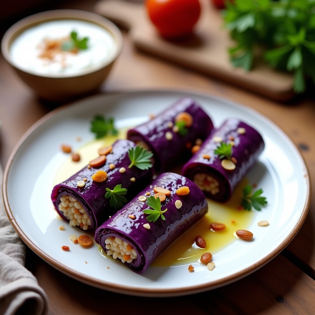 Rollos de Repollo Morado Rellenos de Arroz Salvaje y Pasas: Receta Vegana con Toque Armenio