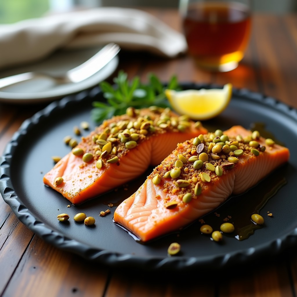Salmón al Horno con Costra de Pistacho y Miel: Receta Fácil, Elegante y Jugosa