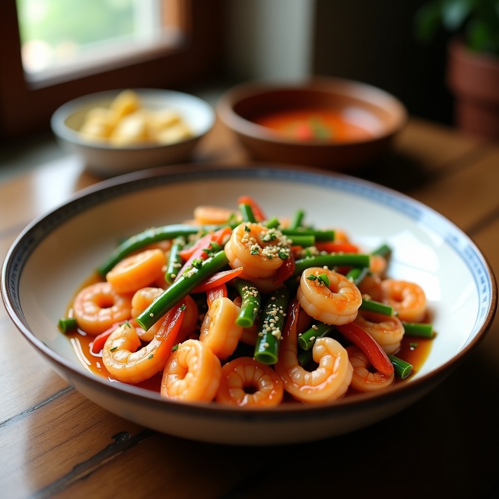 Salteado Rápido de Gambas y Verduras Crujientes con Salsa de Jengibre y Sésamo: Receta China Fácil en 20 Minutos