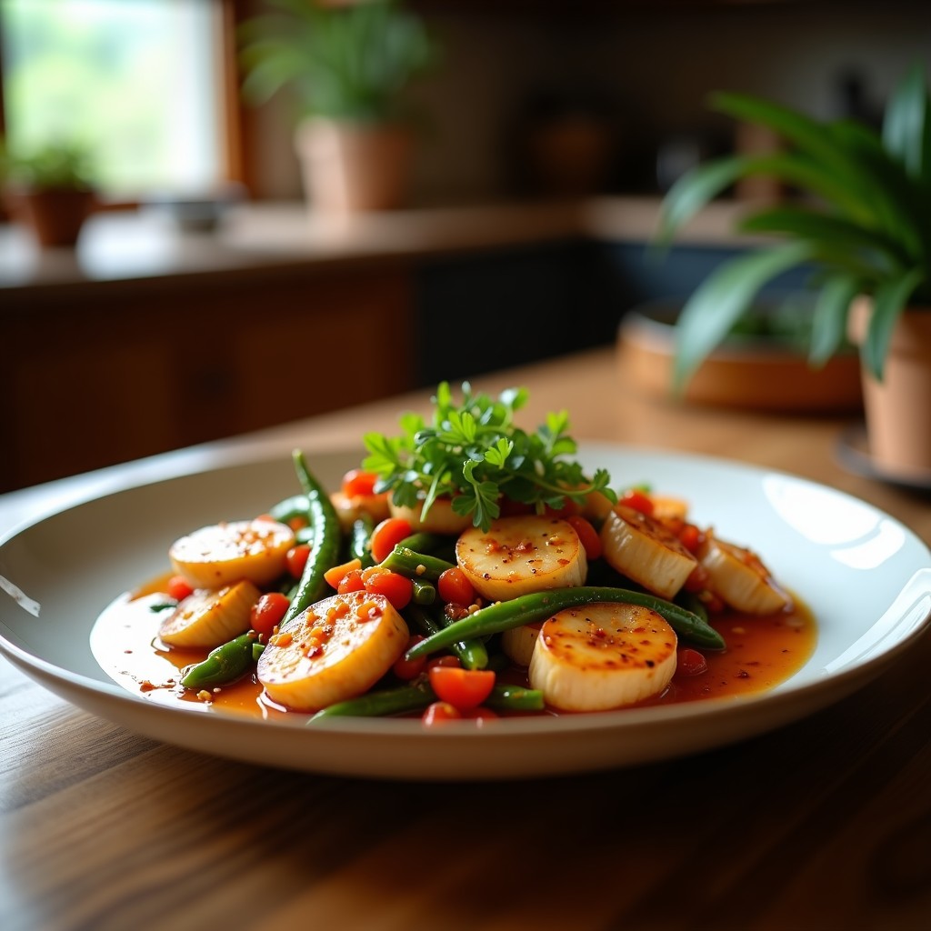 Salteado Rápido de Pollo y Verduras Crujientes con Salsa Cremosa de Cacahuete: Receta China Fácil en 20 Minutos