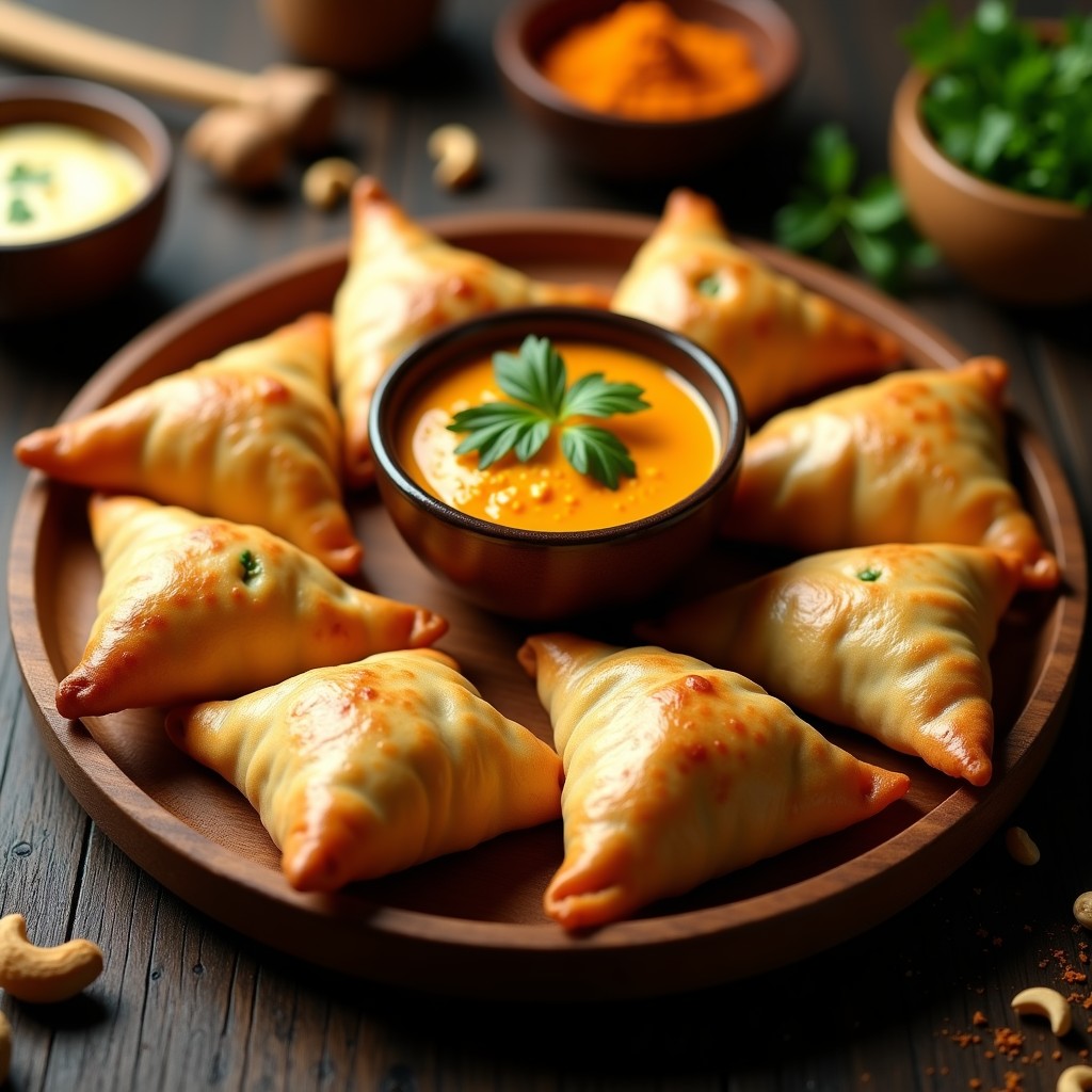 Samosa de Coliflor y Guisantes: Receta en Airfryer con Salsa de Mango y Cilantro