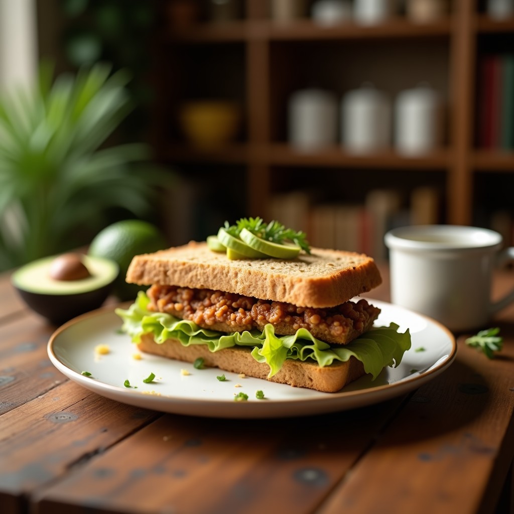 Sándwich de Pan de Centeno con Paté de Berros y Aguacate: Desayuno Keto y Sin Gluten