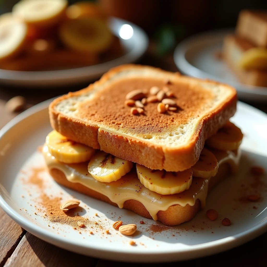Sándwich de Banana Asada y Mantequilla de Almendras con Canela: Desayuno Energético y Sin Harina en 10 Minutos