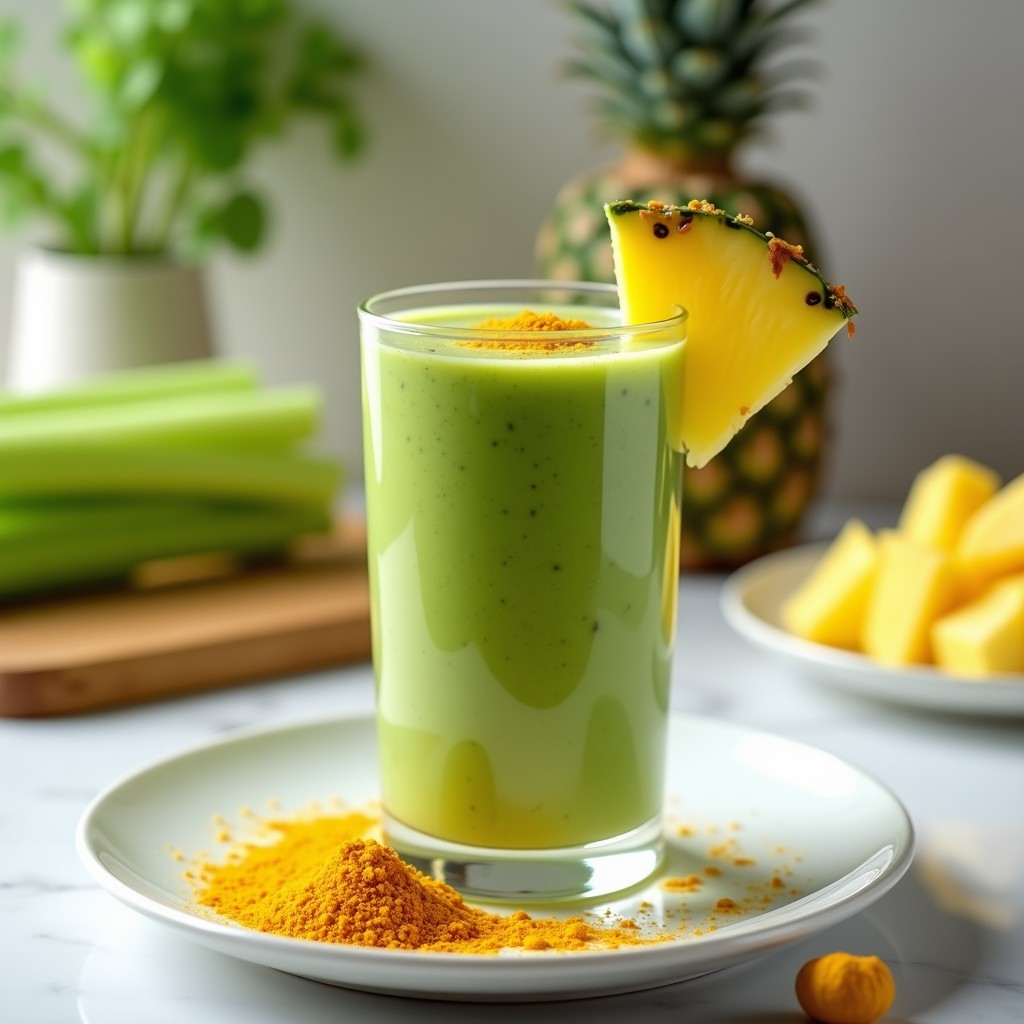 Smoothie Verde de Apio, Piña y Cúrcuma: Bebida Antiinflamatoria en 5 Minutos