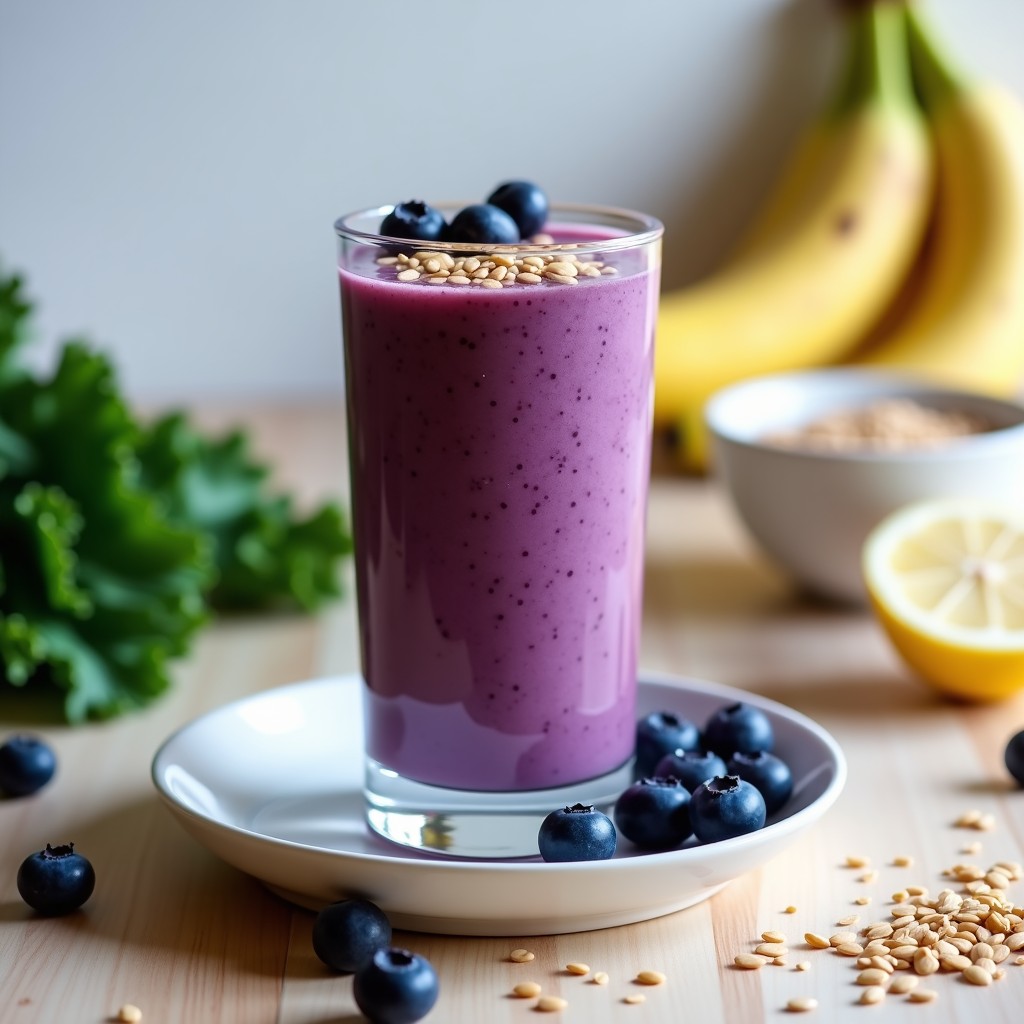 Smoothie Morado de Arándanos y Col Rizada: Bebida Detox y Antioxidante en 5 Minutos