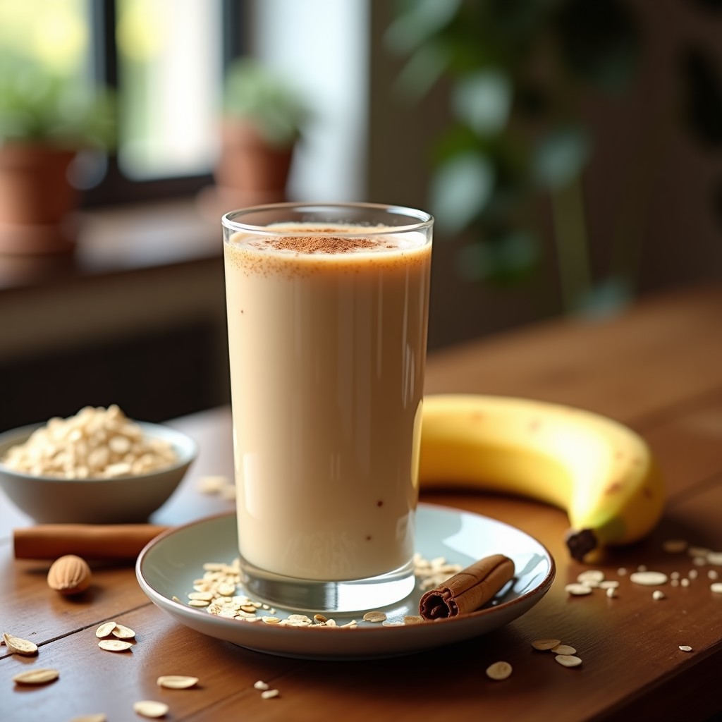 Smoothie de Avena y Canela con Leche de Almendras: Desayuno Energético Sin Azúcar