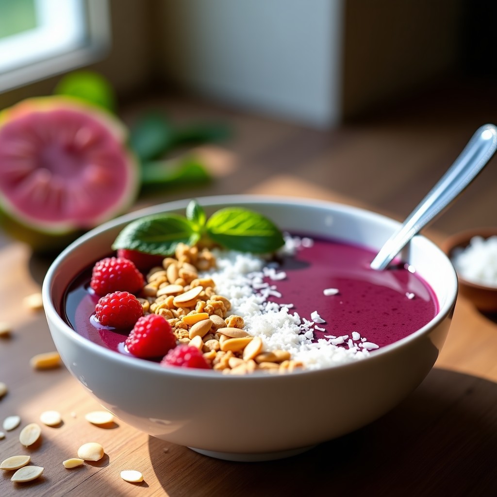 Smoothie Bowl de Açaí y Guayaba: Desayuno Brasileño Alto en Antioxidantes