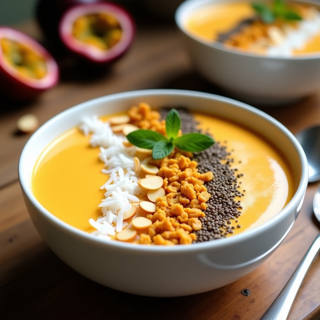 Smoothie Bowl de Maracuyá y Semillas de Hemp: Desayuno Tropical Alto en Omega-3 y Proteína