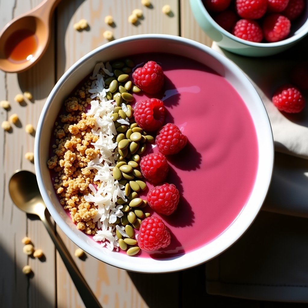Smoothie Bowl de Remolacha y Frambuesa: Desayuno Detox con Granola de Quinoa