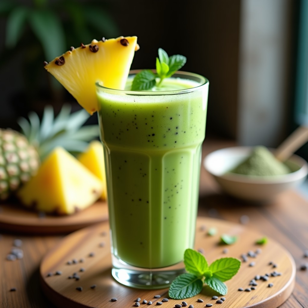 Smoothie de Espirulina y Piña: Bebida Detox Verdes con Electrolitos Naturales