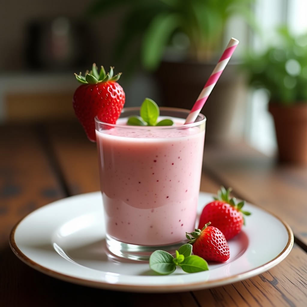 Smoothie de Fresa y Albahaca con Leche de Coco: Bebida Veraniega Sin Lactosa