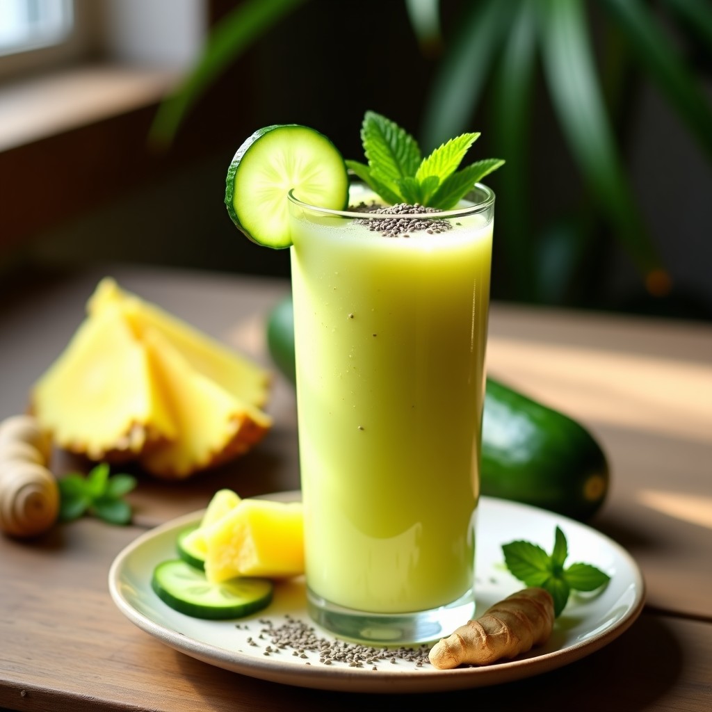 Smoothie de Pepino y Piña con Jengibre: Bebida Desintoxicante y Diurética para el Verano