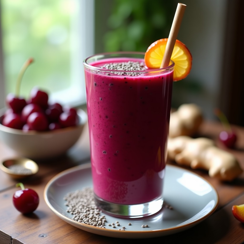 Smoothie de Remolacha y Cereza con Jengibre: Bebida Antiinflamatoria y Preentreno en 5 Minutos