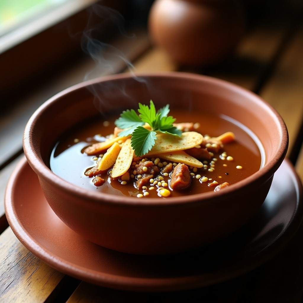 Sopa de Cacao con Chile y Pollo Desmenuzado: Receta Tradicional Mexicana