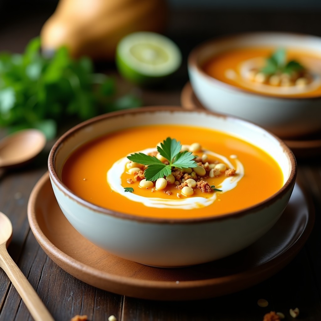 Sopa de Calabaza Kabocha y Jengibre con Toque de Limón Kaffir: Receta Tailandesa en Thermomix